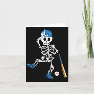 Cartão Skeleton Halloween Vintage Jogando Baseball
