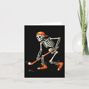 Cartão Skeleton Hockey Halloween Esporte Masculinos K
