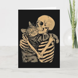 Cartão Skeleton Hugging Cat – Cute Gothic Cat Lover Gift