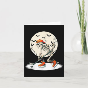 Cartão Skeleton Ice Hockey Moon Homens Rapazes Crianças
