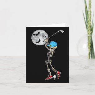 Cartão Skeleton jogando golfe feliz dia das bruxas