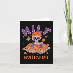 Cartão Skeleton Man I Love Fall Fun Skeleton Pumpkin Hall
