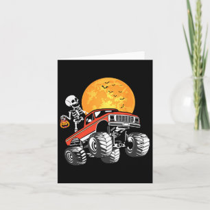Cartão Skeleton Monster Truck Halloween Boys Pumpki