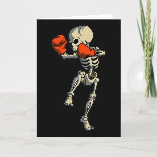 Cartão Skeleton Muay Thai Halloween Kickboxing Mma Fighte (Frente)