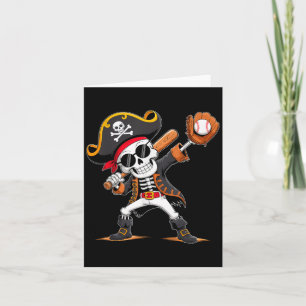 Cartão Skeleton Pirate Halloween Jogador de Beisebol