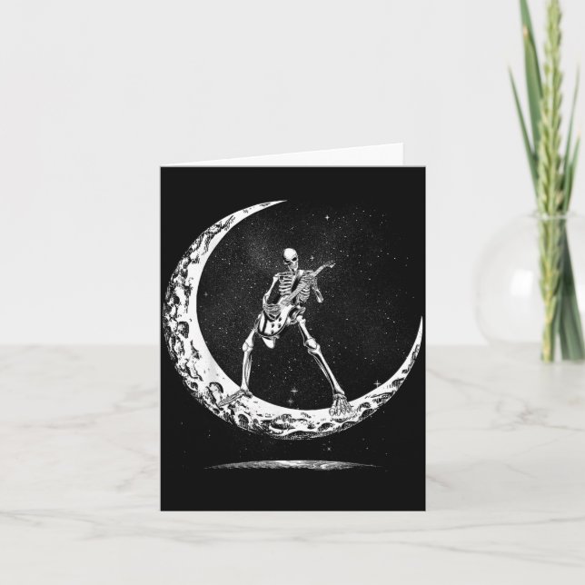 Cartão Skeleton Playing Guitar Rock And Roll Band For Men (Frente)