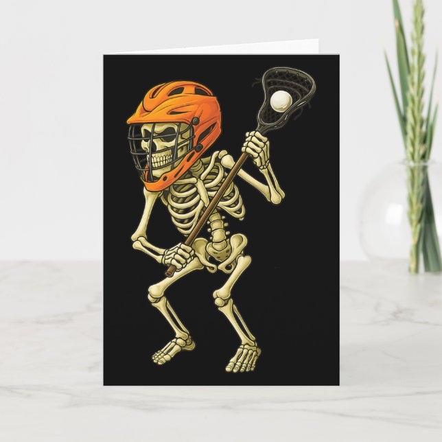 Cartão Skeleton Playing Lacrosse Funny Lacrosse Players H (Frente)