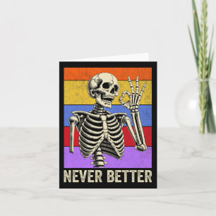 Cartão Skeleton Retro Dia de as Bruxas engraçado Men Nunc