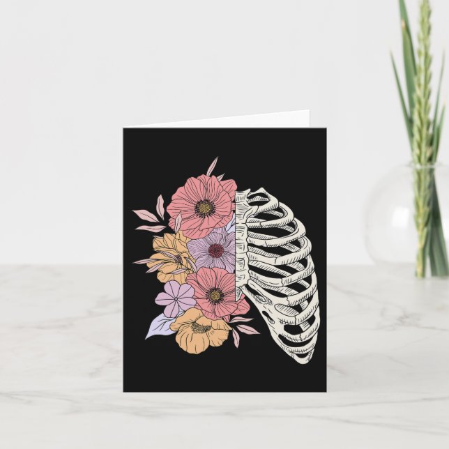 Cartão Skeleton Rib Cage Flower Floween Costume (Frente)
