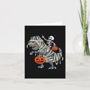 Cartão Skeleton Riding Mummy T Rex Halloween Meninas K