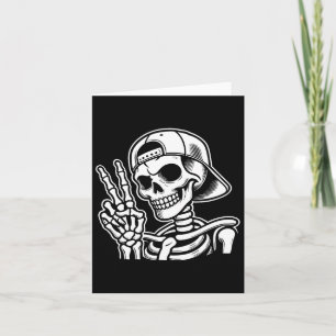 Cartão Skeleton Sinal de Paz de Mão Retro Halloween Skele