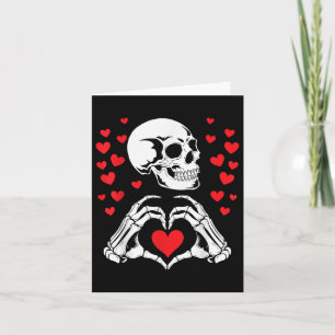 Cartão Skeleton Skull Mãos Coração Dia de os namorados En