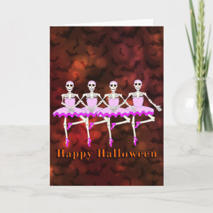 Cartão Skeletons Dancing Balé "Happy Halloween"