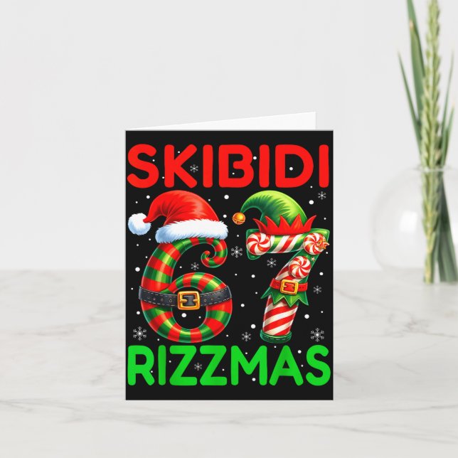 Cartão Skibidi 67 Rizzmas Funny Six Seven Meme Christmas  (Frente)