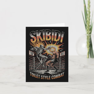 Cartão Skibidi Combate Skeleton Boxing Meme Explosio