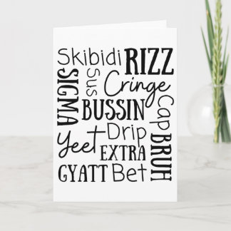 Cartão Skibidi Rizz Crianças Engraçadas Rizz Bussin Gen Z
