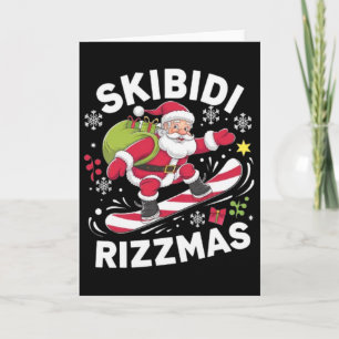 Cartão Skibidi Rizzmas Papai Noel Skating Board Rizz Ho