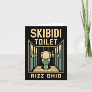 Cartão Skibidi Toilet Rizz Ohio Meme Engraçado Retro Vint
