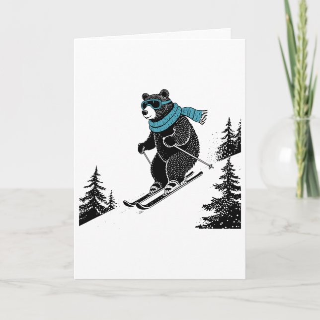 Cartão Skiing Bear, Funny Wintersports, Dad Ski Slope, Fu (Frente)