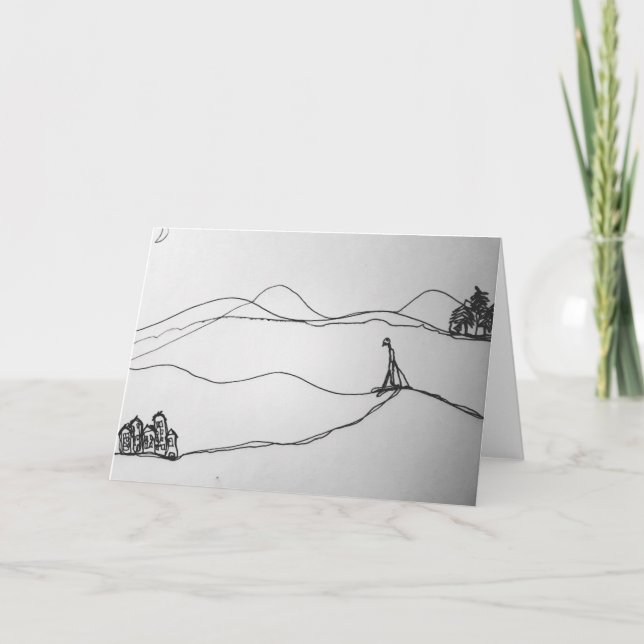 Cartão Skiing Holiday Sketch (Frente)