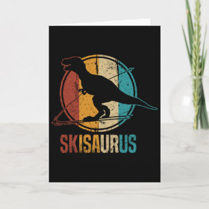 Cartão Skisaurus Esquiando Dino Engraçado Esqui Dinossaur