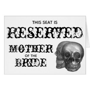 Cartão Skull Reserved Seat Wedding Sign