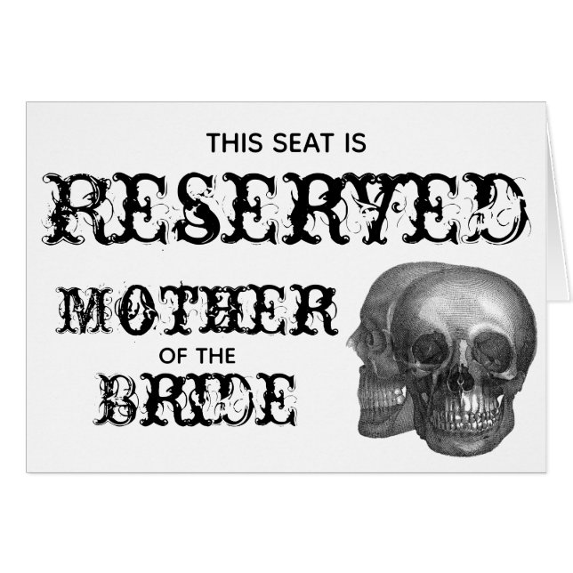 Cartão Skull Reserved Seat Wedding Sign (Frente Horizontal)