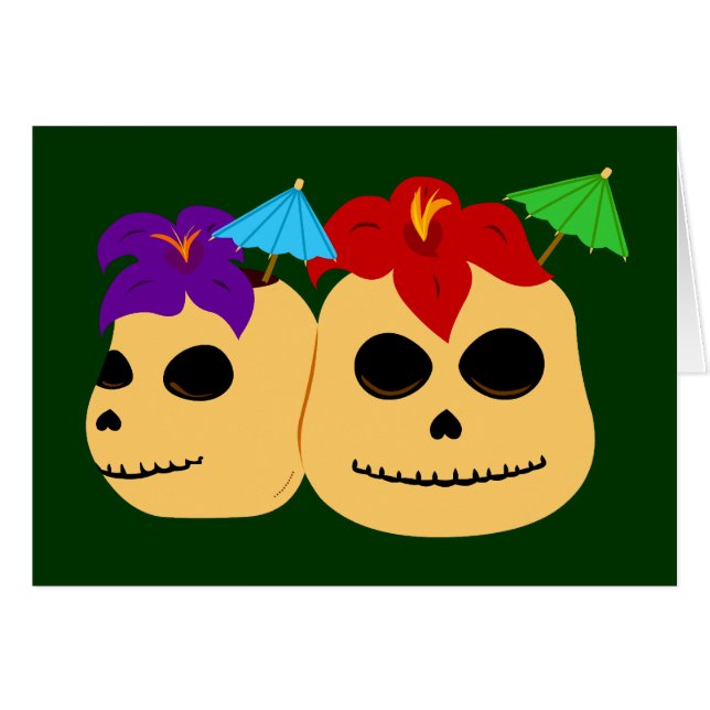 Cartão Skull Tiki Mugs (Frente Horizontal)