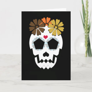 Cartão Skull With Fall Hued Flowers