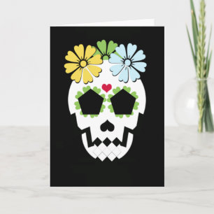 Cartão Skull With Flowers