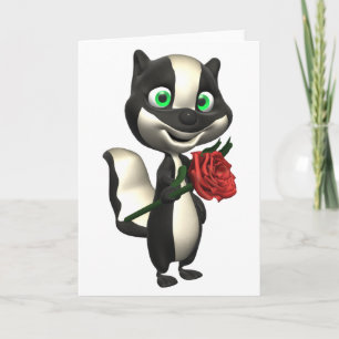 Cartão Skunk and Red Rose Greeting Card