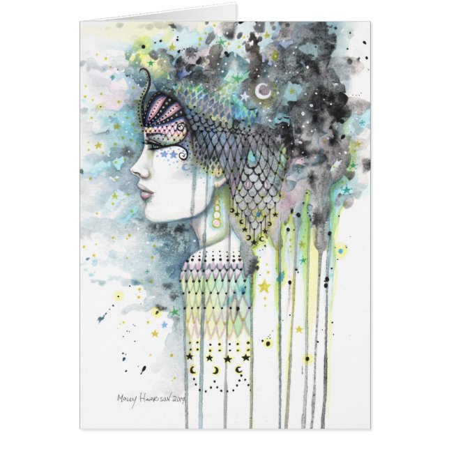 Cartão Sky Gypsy Fantasy Bohemian Contemporânea Woman Art (Frente)