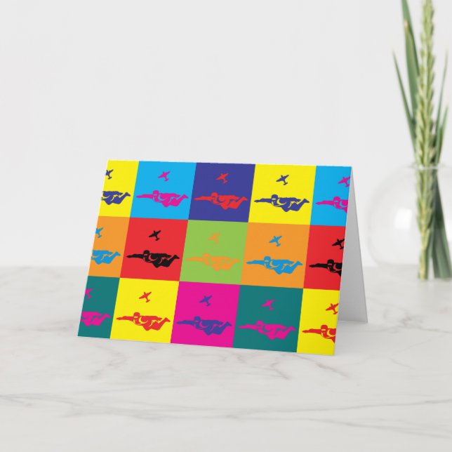 Cartão Skydiving Pop Art (Frente)