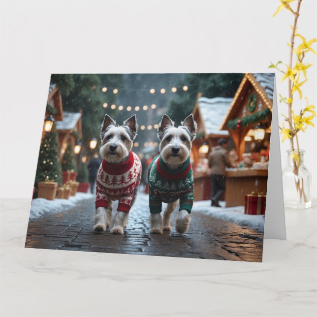 Cartão Skye Terrier Cães Feriado de Natal (Flor Amarela)