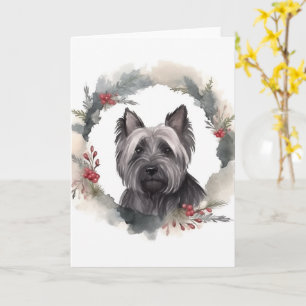 Cartão Skye Terrier Christmas Wreath Festivo Pup