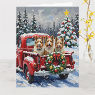 Cartão Skye Terrier Natal Caminhão Vermelho Férias
