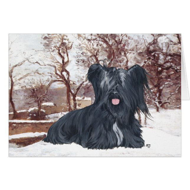 Cartão Skye Terrier no Inverno (Frente Horizontal)