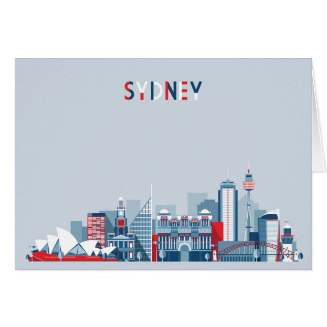 Cartão Skyline da cidade de Sydney Austrália (Frente Horizontal)