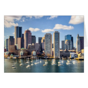 Cartão Skyline de Boston do beira-rio