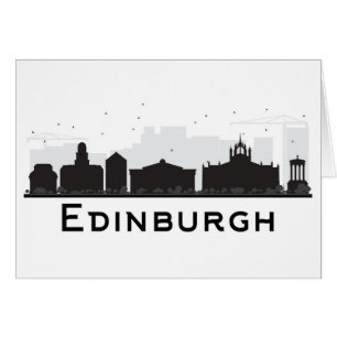 Cartão Skyline preto e branco de Edimburgo Scotland