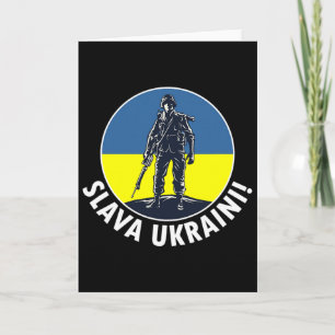 Cartão Slava Ukraini Com Cores da Bandeira da Ucrânia e U