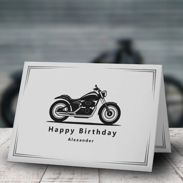 Cartão Sleek Black Motorcycle Silhouette Birthday Card (Sleek Black Motorcycle Silhouette Birthday Card)