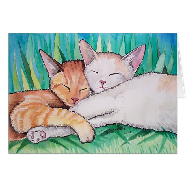 Cartão Sleeping Cats por Molly Harrison (Frente Horizontal)