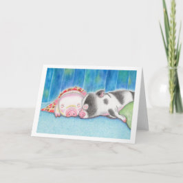 Cartão Sleeping Mini Pigs Piglets Folded Greeting Card