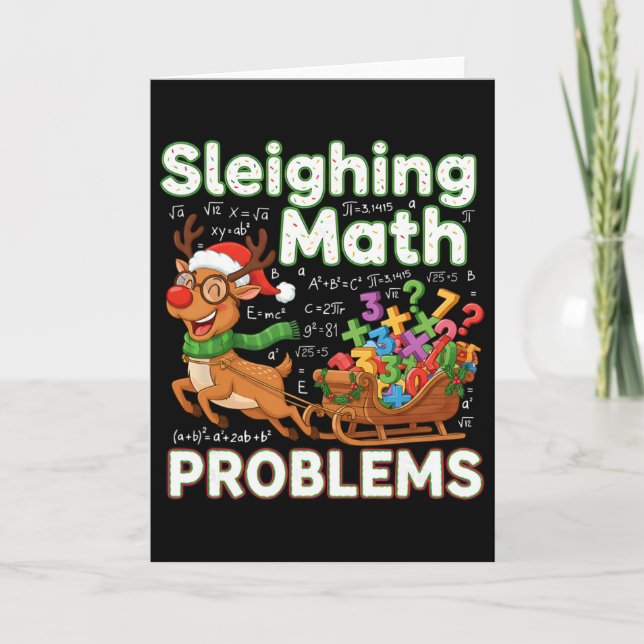 Cartão Sleighing Math Problems Christmas Funny Math Teach (Frente)