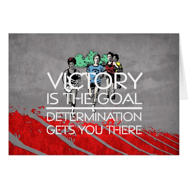 Cartão Slogan SUPERIOR da vitória da trilha (Frente Horizontal)