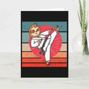Cartão Sloth Karate Black Belt Lover Esportes Japoneses