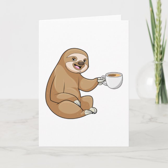 Cartão Sloth with Cup of Coffee (Frente)