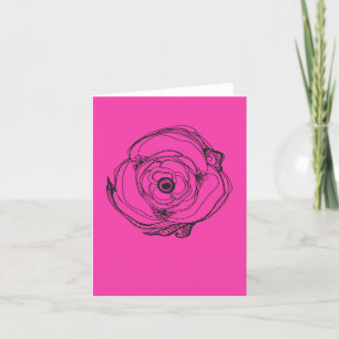 Cartão Small Pink Rose Drawing & Poem Card