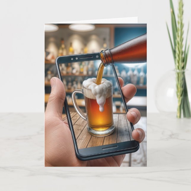 Cartão Smartphone De Aniversário Com Beer Mug (Frente)
